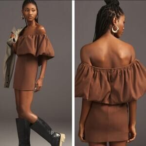 Nikita Mhaisalkar Off-The-Shoulder Dress Size Medium Mini Puffy Sleeve Evening
